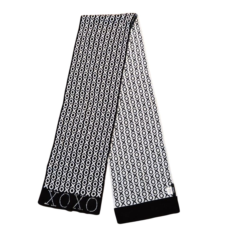 XOXO NWOT Women's black and white winter scarf rhinestone beaded